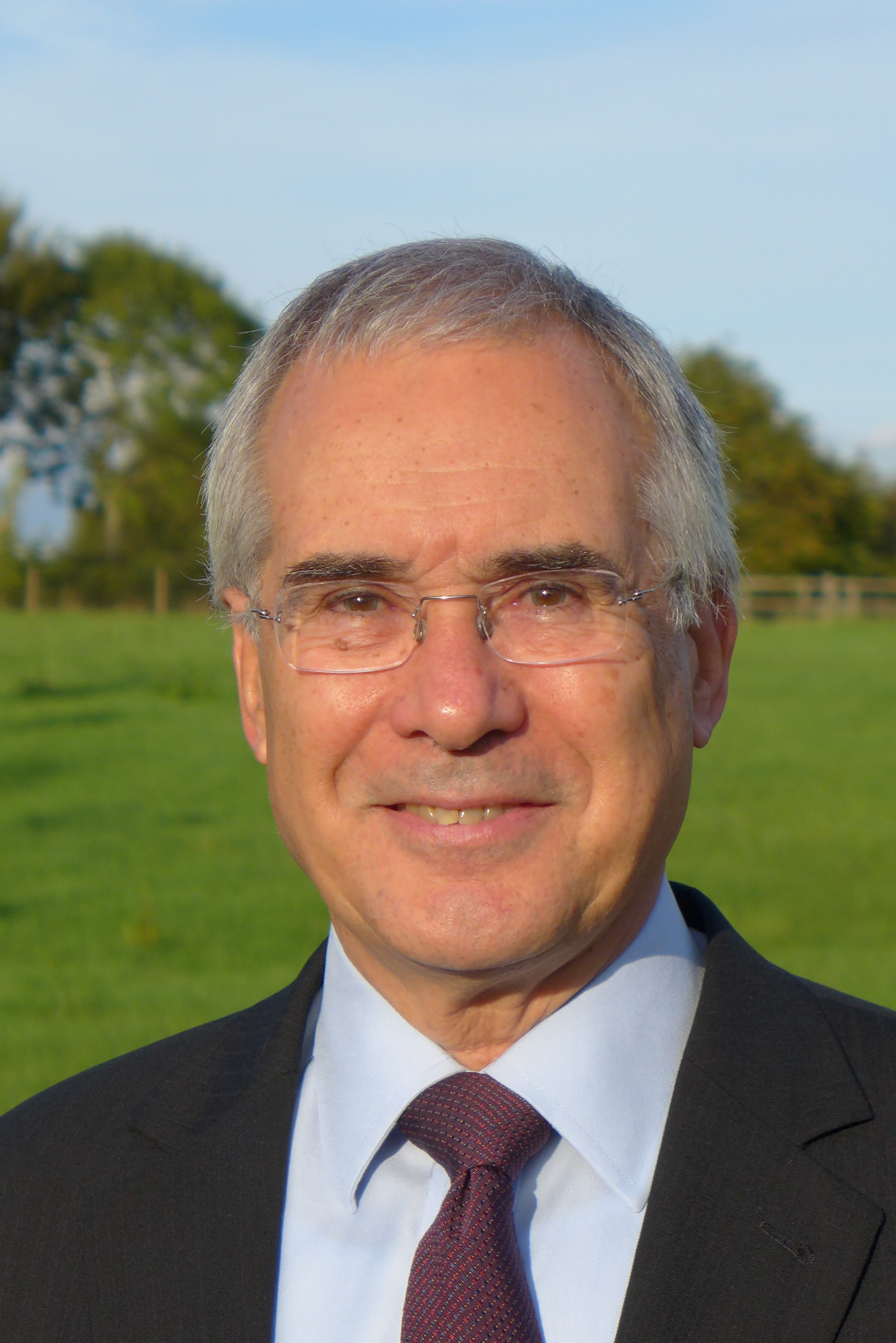 Lord Stern profile photo. He wears a suit and tie and stands in front of a grassed area.