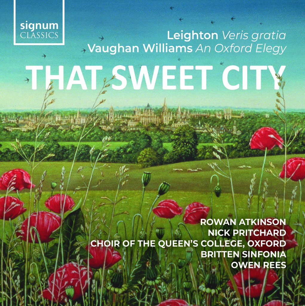 cover art for Signum Classics disc That Sweet City showing an illustration of the Oxford skyline from Boar's Hill with poppies and fields in the foreground