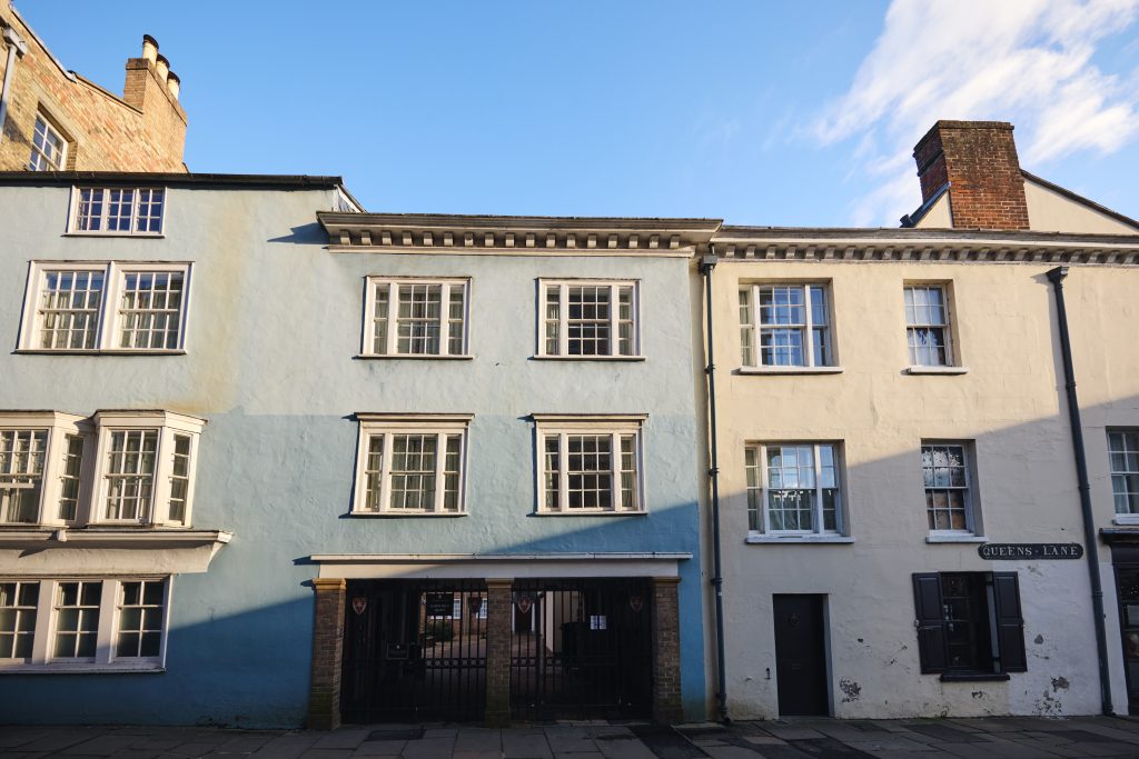 Carrodus Quad exterior shot showing a blue terraced house