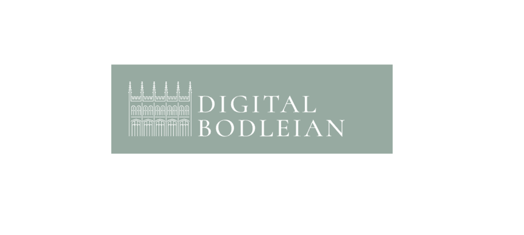 Digital Bodleian logo: on a sage green background there is a white drawing of the old Bod and the text Digital Bodleian in white