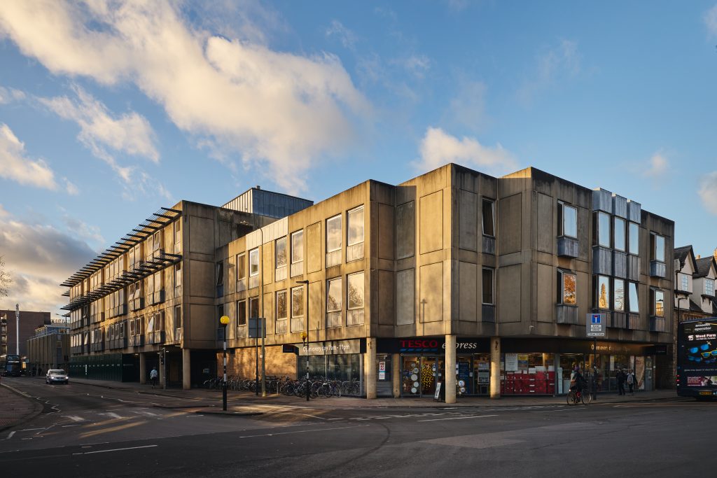 St Aldate's House exterior from across the road showing the Tesco Express underneath the building