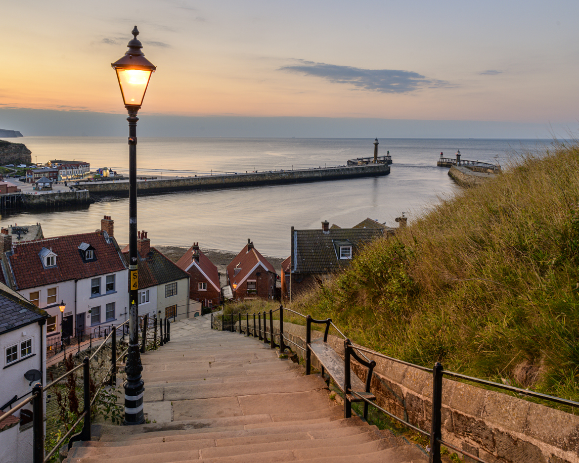 View of Whitby harbour from the 199 stairs down to the harbour